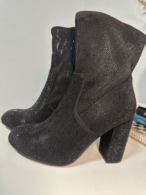 torrid Black Sparkle Block Heel Mid-Calf Boots